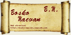Boško Mačvan vizit kartica